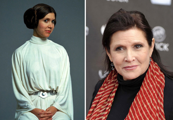 Star Wars Actors Then And Now 03 Carrie Fisher as Princess Leia 1977 - 2015