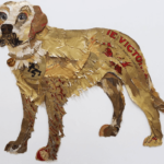 Dog collages made from old papers