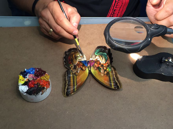 Painting on real butterfly wings